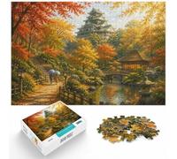 1000 Piece Jigsaw Puzzle for Adults, Autumn scene at Okayama Castle | For a Christmas gift idea for puzzle fans: Adult jigsaw puzzle with 1000 pieces fits long December evenings.
