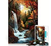 1000 Piece Jigsaw Puzzle for Adults Autumn Waterfall Serenity Tight Cut Fun Mind Game Gift Relax Fun Time Birthday Game Gift (38x52cm)