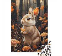 1000 Piece Jigsaw Puzzle for Adults, Autumnal Rabbit with Mushrooms