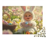 1000 Piece Jigsaw Puzzle for Adults, Baby Bunny Easter Basket Flowers | For free time at home: 1000-piece jigsaw puzzle for adults; with 1000 pieces to keep the challenge engaging.