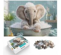 1000 Piece Jigsaw Puzzle for Adults, Baby Elephant in a Bubble Bath | For longer puzzle sessions, this adult jigsaw puzzle with 1000 pieces fits naturally into relaxed home leisure.