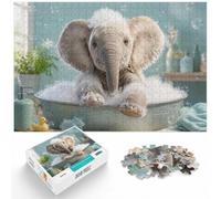 1000 Piece Jigsaw Puzzle for Adults, Baby Elephant in a Bubble Bath | For quiet Christmas days, this adult jigsaw puzzle with 1000 pieces makes an engaging choice for festive family downtime.