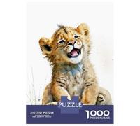 1000 Piece Jigsaw Puzzle for Adults Baby Lion Watercolor Jigsaw for Adults Relaxing Games Stress Reliever Birthday And Unique Gifts 38x26cm/1000pcs
