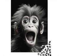 1000-Piece Jigsaw Puzzle for Adults, Baby Monkey Wall Art Print, 52x38cm/1000pcs; A Calm After-work Activity; Smooth White Cardboard Pieces