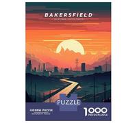 1000 Piece Jigsaw Puzzle for Adults, Bakersfield City Skyline Artwork, Family Game Night, Gift for Adults, Precision Cut Pieces, 38x26cm/1000pcs