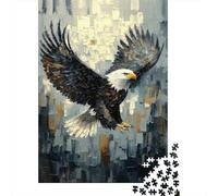 1000-Piece Jigsaw Puzzle for Adults, Bald Eagle in Flight Dynamic Impasto Art, 52x38cm/1000pcs, Indoor Family Activity, Quiet Home Time And Weekend Downtime