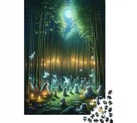 1000-Piece Jigsaw Puzzle for Adults, Bamboo Forest Moonlight, 70x50cm/1000pcs; Low-dust Pieces for A Tidier Table; A Calm After-work Activity