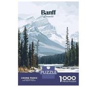 1000 Piece Jigsaw Puzzle for Adults Banff Canada Mountain Landscape Illustration Jigsaw Toy Wall Decor Difficult Hard Unique Gifts for Birthday And Christmas 52x38cm/1000pcs