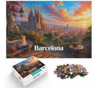 1000 Piece Jigsaw Puzzle for Adults, Barcelona Sagrada Familia Sunset | For festive leisure at home, this adult jigsaw puzzle with 1000 pieces works well for shared time during the holidays.