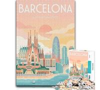 1000 Piece Jigsaw Puzzle for Adults, Barcelona Skyline with Sagrada Familia | Screen-free activity for adults around the table for steady concentration.