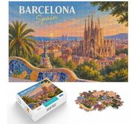 1000 Piece Jigsaw Puzzle for Adults, Barcelona Spain Cityscape at Night_001 | For New Year downtime after the celebrations: Adult jigsaw puzzle with 1000 pieces fits long December evenings.