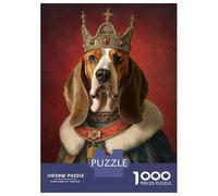 1000 Piece Jigsaw Puzzle for Adults Basset Hound The King Jigsaw Toy Wall Decor Difficult Hard Unique Gifts for Birthday And Christmas 52x38cm/1000pcs