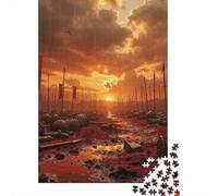 1000 Piece Jigsaw Puzzle for Adults, Battlefield Aftermath with Red Flags