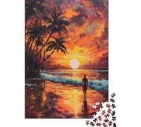 1000-Piece Jigsaw Puzzle for Adults, Beach Sunset Bliss, 38x26cm/1000pcs, A Calm After-work Activity; White Card Pieces with Reduced Dust