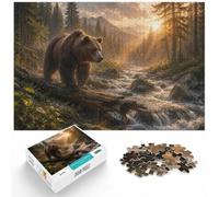 1000 Piece Jigsaw Puzzle for Adults, Bear by a Forest Stream at Sunrise | For New Year downtime after the celebrations: Adult jigsaw puzzle with 1000 pieces turns winter downtime into puzzle time.