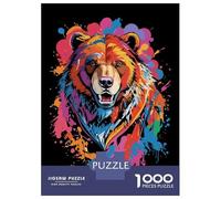 1000 Piece Jigsaw Puzzle for Adults Bear Head Graffiti Style Teenager Puzzles Toy Wall Decor Presents for Women Unique Gifts for Birthday And Christmas 52x38cm/1000pcs