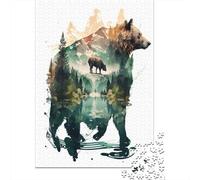 1000-Piece Jigsaw Puzzle for Adults, BEAR NATURE, 52x38cm/1000pcs; A Calm After-work Activity; Clean White Card Pieces for Sorting