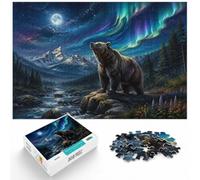 1000 Piece Jigsaw Puzzle for Adults, Bear Under Aurora Borealis | For free time at home: Adult jigsaw puzzle with 1000 pieces supports a slower, more focused form of entertainment.