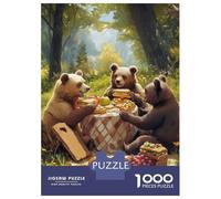 1000 Piece Jigsaw Puzzle for Adults Bears Picnic in The Woods Teenager Puzzles Relaxing Games Enhance Memory Unique Gifts for Birthday And Christmas 38x26cm/1000pcs