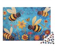 1000-Piece Jigsaw Puzzle for Adults, Bee Art Print - Honey Bee, 52x38cm/1000pcs; Low-dust White Pieces for Sorting; A Calm After-work Activity