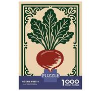 1000 Piece Jigsaw Puzzle for Adults, Beetroot Illustration with Decorative Frame Artwork, Family Game Night, Gift for Adults, Precision Cut Pieces, 52x38cm/1000pcs