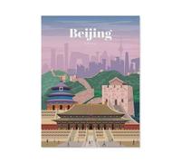 1000 Piece Jigsaw Puzzle for Adults,Beijing China Vintage Travel Poster,Wood Puzzle - for Adults Teens Educational Toys Gifts(75x50cm)-BK18