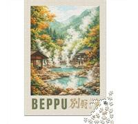 1000 Piece Jigsaw Puzzle for Adults, Beppu Hot Springs in Autumn, 52x38cm/1000pcs, Screen-Free Activity And Quiet Winter Weekends