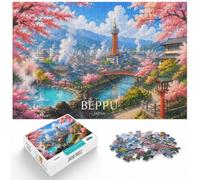 1000 Piece Jigsaw Puzzle for Adults, Beppu, Japan Cherry Blossom Scenery | Enjoy a weekend puzzle activity on winter nights for screen-free time.