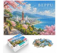 1000 Piece Jigsaw Puzzle for Adults, Beppu, Japan Cherry Blossom Scenery | For holiday downtime at home, this adult jigsaw puzzle with 1000 pieces suits quiet moments between celebrations.