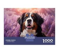 1000 Piece Jigsaw Puzzle for Adults Bernese Mountain Dog in Lavenders Jigsaw Toy Wall Decor Difficult Hard Unique Gifts for Birthday And Christmas 52x38cm/1000pcs