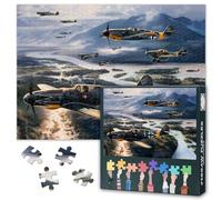 1000 Piece Jigsaw Puzzle for Adults Bf 109 Fighter Aircraft in Air Combat WWII German Warplane Military Art 27.5 x 19.7 Inches