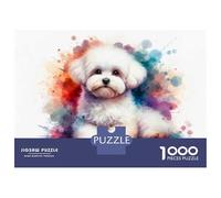 1000 Piece Jigsaw Puzzle for Adults Bichon Maltese Dog in Watercolor Jigsaw for Adults Relaxing Games Stress Reliever Birthday And Unique Gifts 52x38cm/1000pcs