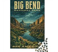 1000 Piece Jigsaw Puzzle for Adults, Big Bend National Park Vintage Poster
