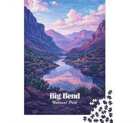 1000-Piece Jigsaw Puzzle for Adults, Big Bend National Park Vintage Poster, 38x26cm/1000pcs, Screen-Free Winter Activity, Home Relaxation And Time at Home