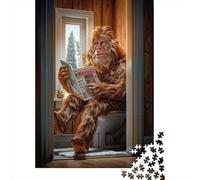 1000 Piece Jigsaw Puzzle for Adults, Bigfoot on the Toilet-1