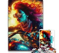 1000 Piece Jigsaw Puzzle for Adults Biker in The Streets Home Art Decor Hands-on Game Suitable for Ages 14 And Up 38x52cm