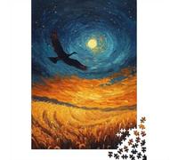 1000 Piece Jigsaw Puzzle for Adults, Bird Flying Over Golden Field Painting