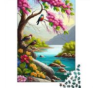 1000 Piece Jigsaw Puzzle for Adults, Birds And Blossoms by The River, 38x26cm/1000pcs, Winter Indoor Activity, Quiet Evening Leisure And Cosy Evenings