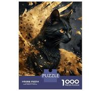 1000 Piece Jigsaw Puzzle for Adults Black And Gold Cat Angel Jigsaw Puzzle Toy Wall Decor Wall Decoration Difficult And Challenge 52x38cm/1000pcs