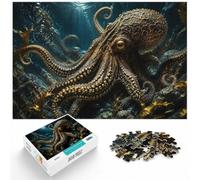1000 Piece Jigsaw Puzzle for Adults, Black and Gold Octopus | For adult puzzle fans: 1000-piece jigsaw puzzle for adults; with 1000 pieces to keep the challenge engaging.
