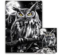 1000 Piece Jigsaw Puzzle for Adults Black And White Owl Wooden Jigsaw Puzzles Family Interactive Game, Brain Teaser Gift, Educational Toy 50X75CM