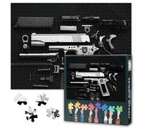 1000 Piece Jigsaw Puzzle for Adults Black and White Pistol Parts Display Technical Diagram Artwork Monochrome Gun Illustration Modern Home Wall Decor 27.5x19.7 Inch