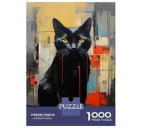 1000 Piece Jigsaw Puzzle for Adults Black Cat Painting Artwork Adult Puzzles Toy Wall Decor Staycation Kill Time Birthday And Unique Gifts 38x26cm/1000pcs