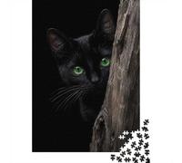 1000 Piece Jigsaw Puzzle for Adults, Black Cat Peeking from Behind Tree | For a break from screens: Adult jigsaw puzzle with 1000 pieces; when you want a longer activity without screens.