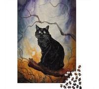 1000-Piece Jigsaw Puzzle for Adults, BLACK CAT The Haunt Paint, 52x38cm/1000pcs, Smooth White Pieces for Easy Handling; Relaxed Solo Time at Home