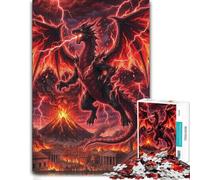 1000 Piece Jigsaw Puzzle for Adults, Black Dragon Attacking Ancient City