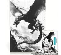 1000 Piece Jigsaw Puzzle for Adults Black Dragon Soaring Ink, Practical Game, Stress Reliever, Deal As Gifts for The Whole Family 38x52cm
