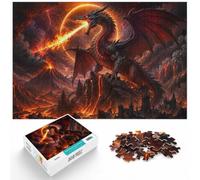 1000 Piece Jigsaw Puzzle for Adults, Black Dragon with Lava Landscape | For rainy days and slower weekends, this adult jigsaw puzzle with 1000 pieces works for solo puzzling or shared time.