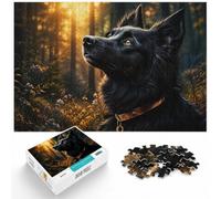 1000 Piece Jigsaw Puzzle for Adults, Black & Gold Australian Shepherd | For shared winter evenings: Adult jigsaw puzzle with 1000 pieces; for puzzle lovers who enjoy a longer seasonal challenge.