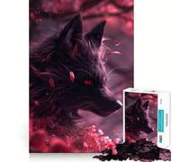 1000 Piece Jigsaw Puzzle for Adults Black Kitsune Evil Fox Clean Edge Game, Logic Skill Play, Idle Play Game, Xmas Art Display (50x75cm)